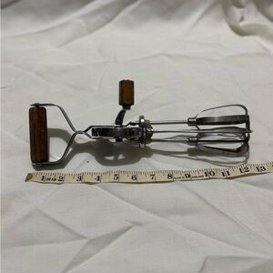 Stainless Steel Hand Mixer with Wooden Handle